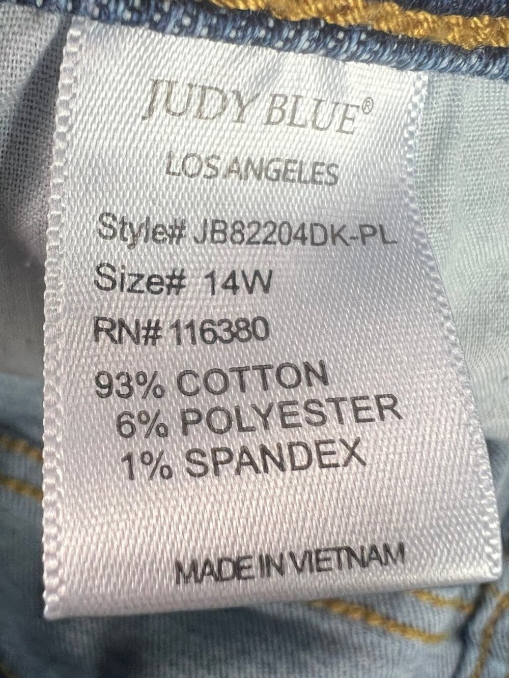 Judy Blue Jeans Women's Plus 34x28* Slim High Rise Blue Distressed Denim Tag 14W - Picture 8 of 16